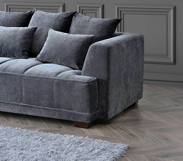 Aluxo Gramercy Luxury Sofa in Steel Velvet - Elegant Design, Plush Comfort & Durable Quality - UK Luxury Furniture